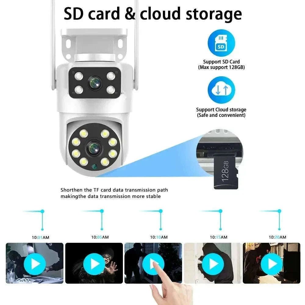 4K 8MP Dual Lens PTZ WiFi Security Camera with AI Auto Tracking-4MP No SD Card / UK Plug