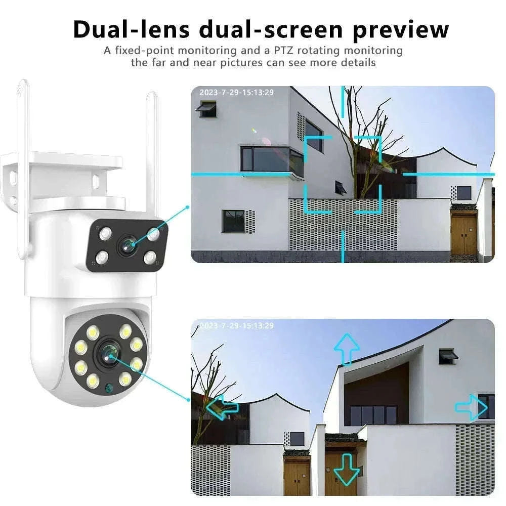 4K 8MP Dual Lens PTZ WiFi Security Camera with AI Auto Tracking-4MP No SD Card / UK Plug