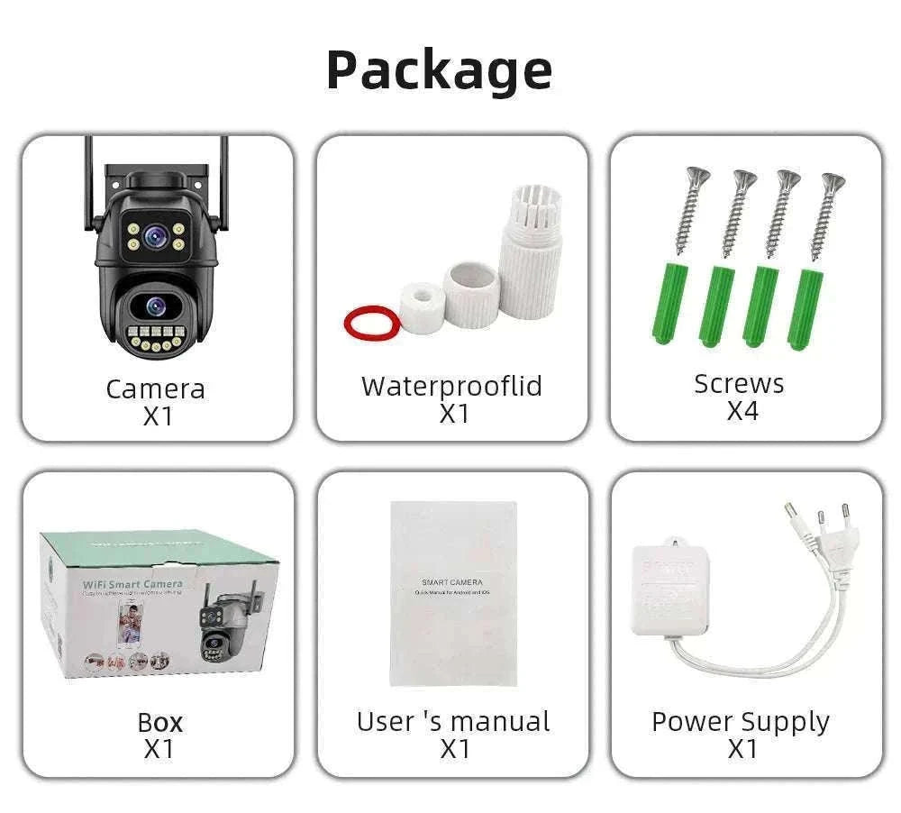 4K 8MP Dual Lens PTZ WiFi Security Camera with AI Tracking-4MP Add 64G Card / US Plug