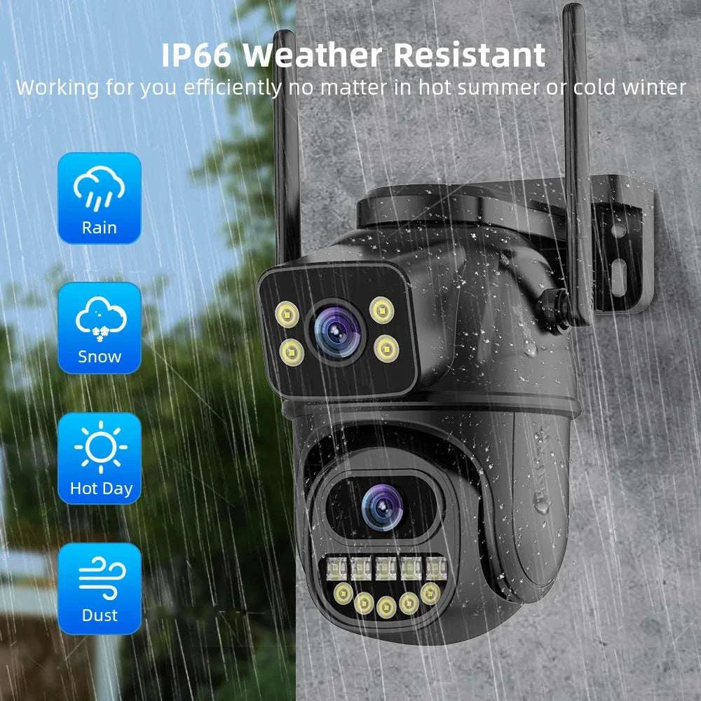 4K 8MP Dual Lens PTZ WiFi Security Camera with AI Tracking-4MP Add 64G Card / US Plug