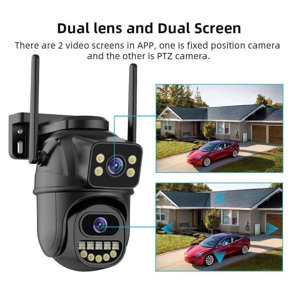 4K 8MP Dual Lens PTZ WiFi Security Camera with AI Tracking-4MP Add 64G Card / US Plug