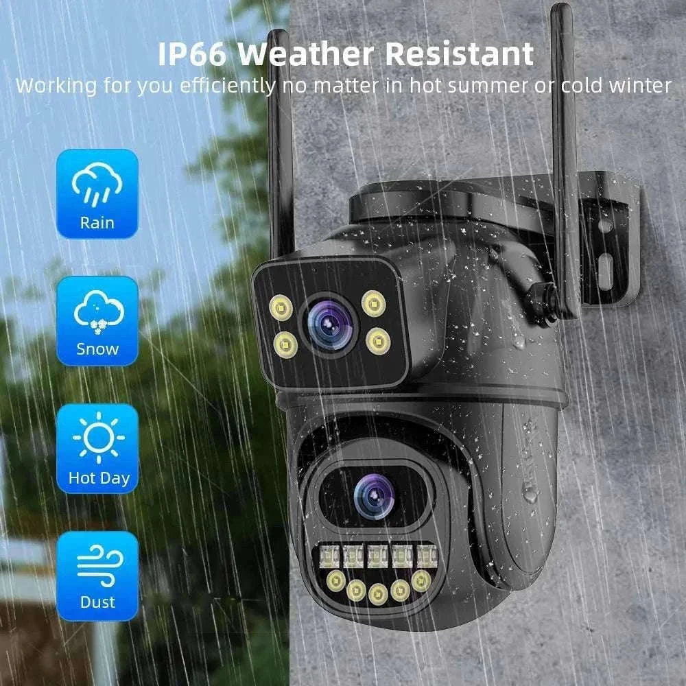 4K 8MP Dual Lens PTZ WiFi Security Camera with AI Tracking-4MP Add 64G Card / US Plug