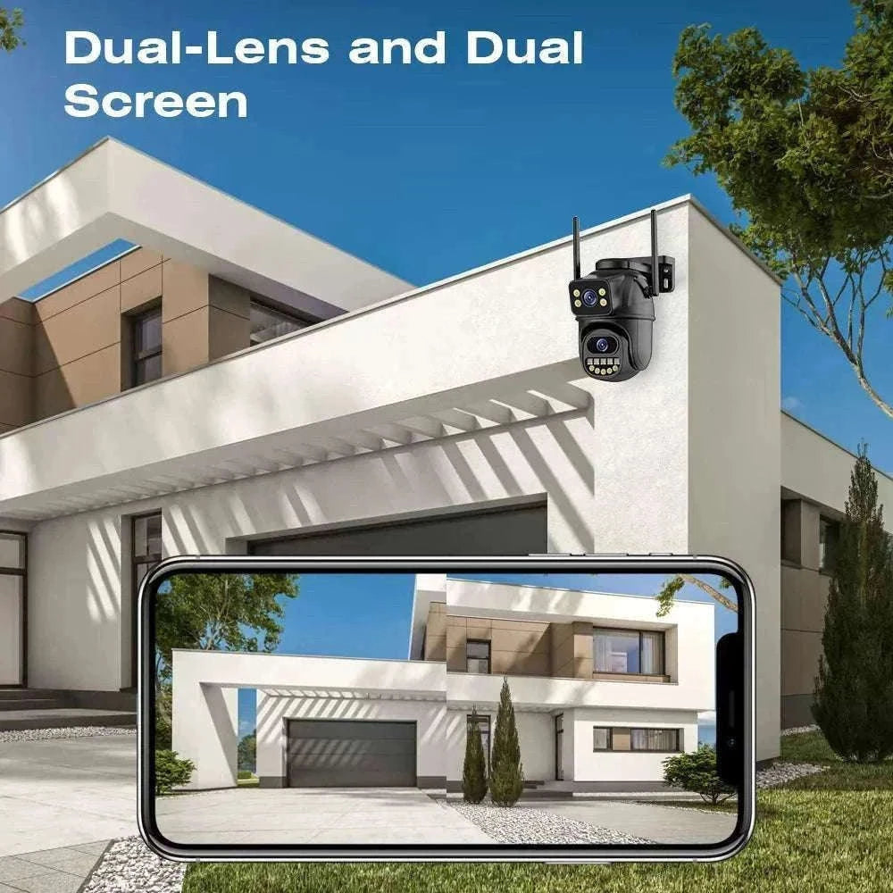 4K 8MP Dual Lens PTZ WiFi Security Camera with AI Tracking-4MP Add 64G Card / US Plug