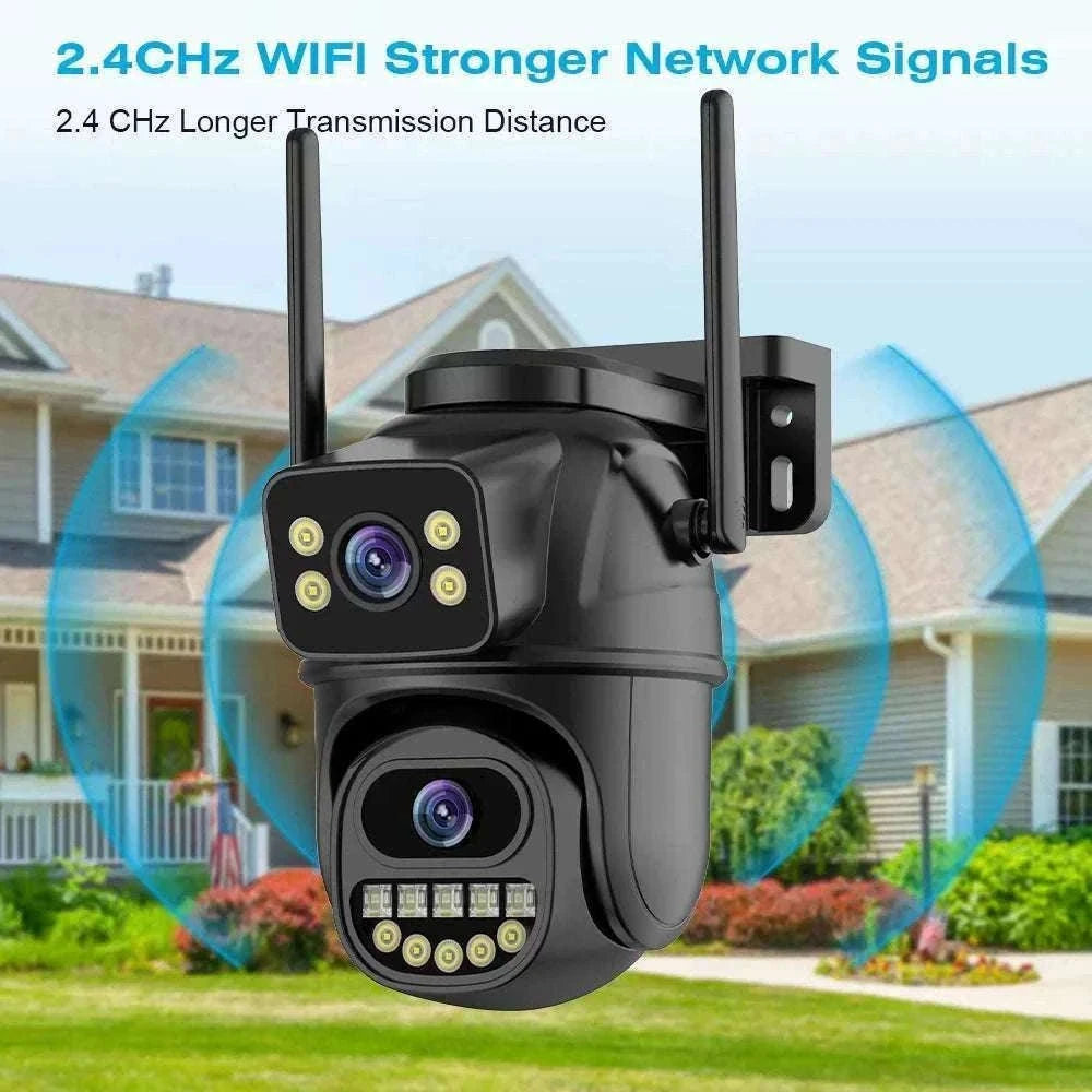 4K 8MP Dual Lens PTZ WiFi Security Camera with AI Tracking-4MP Add 64G Card / US Plug