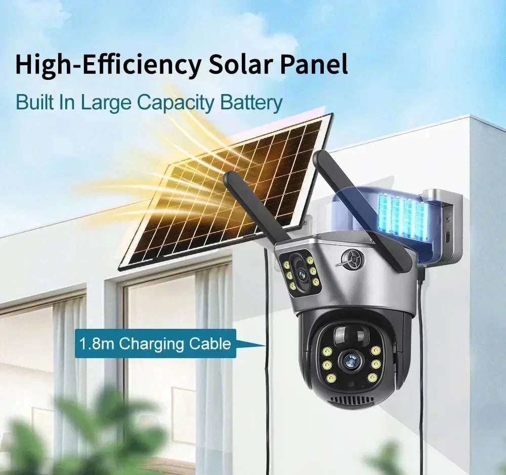 4K 8MP Dual Lens Solar Security Camera Outdoor WiFi 4G Waterproof Night Vision-Wifi No Card