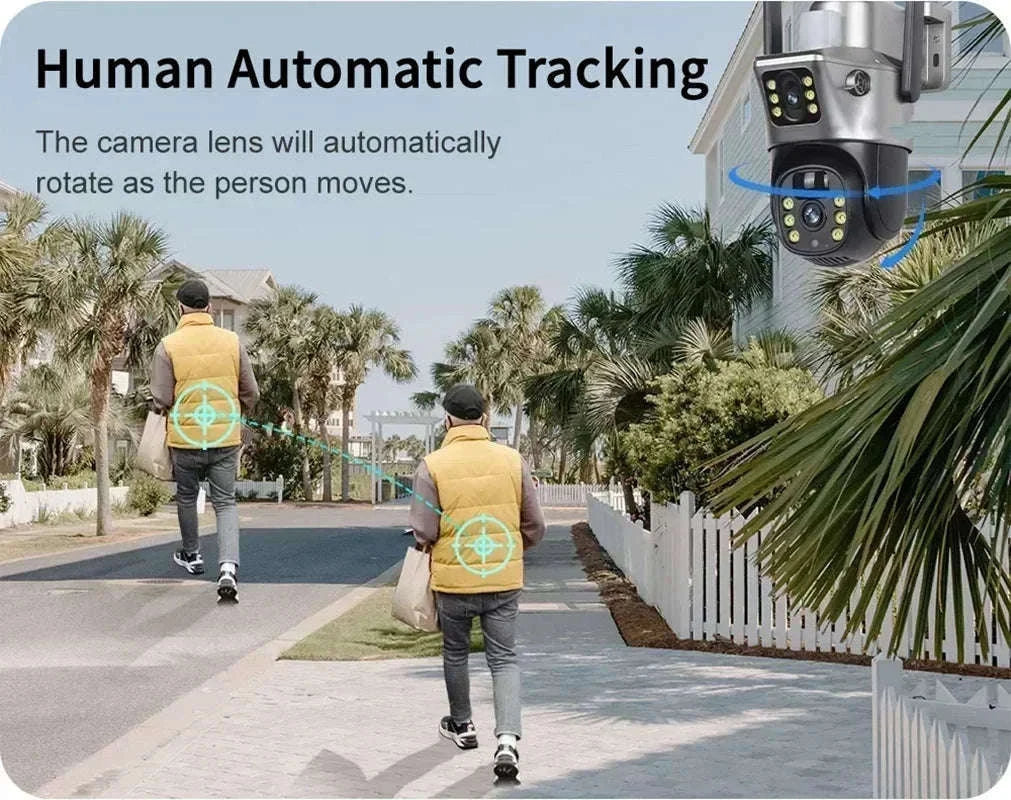 4K 8MP Dual Lens Solar Security Camera Outdoor WiFi 4G Waterproof Night Vision-Wifi No Card