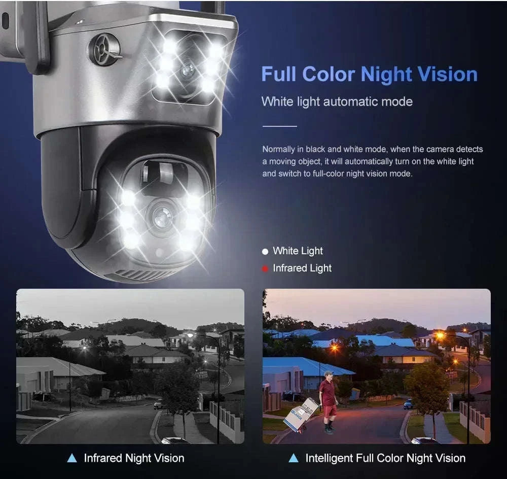4K 8MP Dual Lens Solar Security Camera Outdoor WiFi 4G Waterproof Night Vision-Wifi No Card