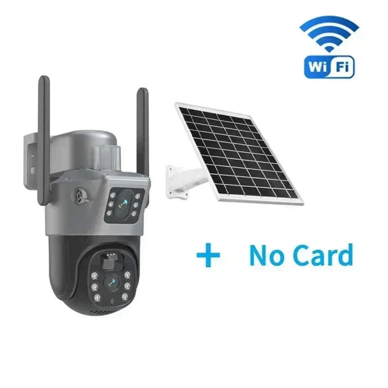 4K 8MP Dual Lens Solar Security Camera Outdoor WiFi 4G Waterproof Night Vision-Wifi No Card