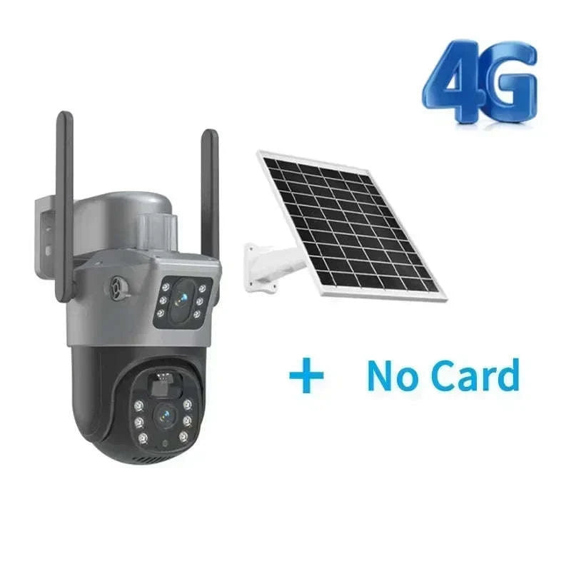 4K 8MP Dual Lens Solar Security Camera Outdoor WiFi 4G Waterproof Night Vision-Wifi No Card