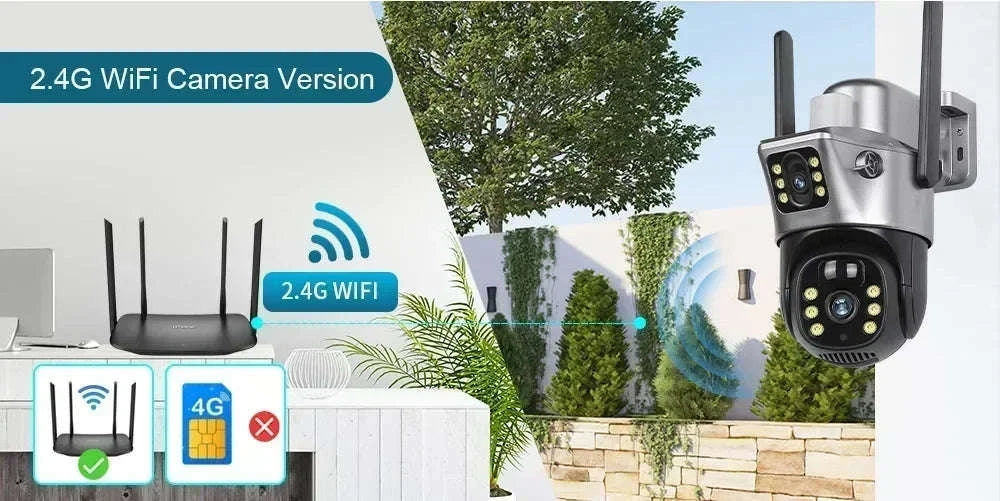 4K 8MP Dual Lens Solar Security Camera Outdoor WiFi 4G Waterproof Night Vision-Wifi No Card