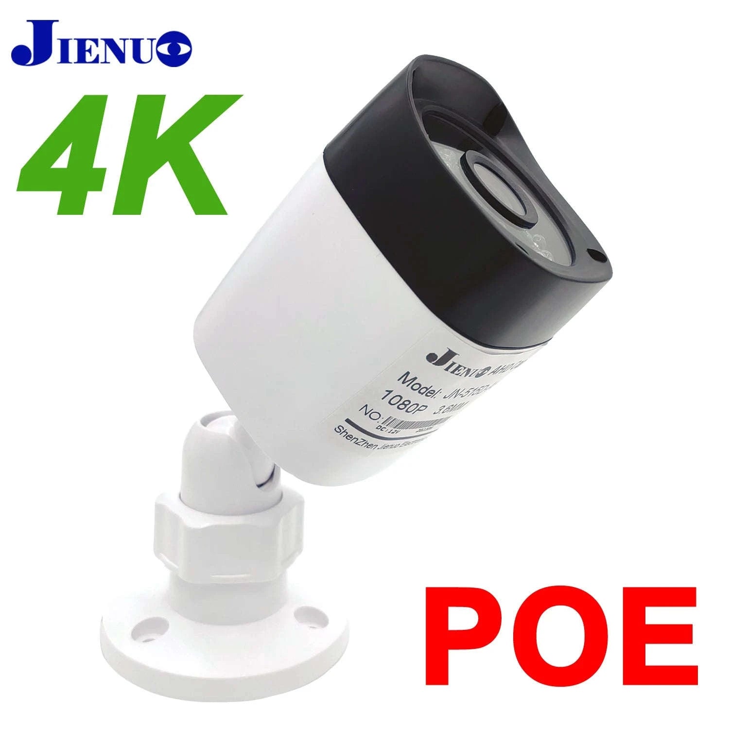 4K 8MP PoE Security Camera Outdoor IP66 Night Vision CCTV-5MP Camera DC 12V / 12mm