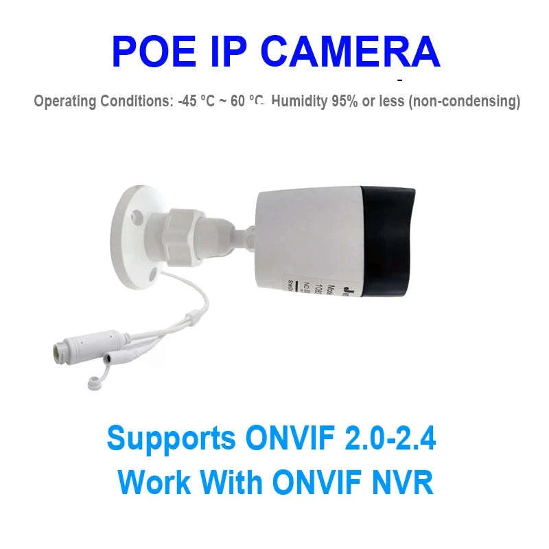 4K 8MP PoE Security Camera Outdoor IP66 Night Vision CCTV-5MP Camera DC 12V / 12mm
