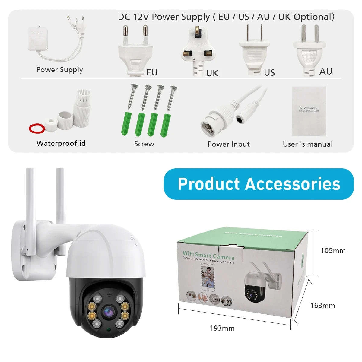 4K 8MP PTZ WiFi IP Camera Outdoor 4X Digital Zoom AI Human Detection-8mp EU Plug with 64g / 4mm