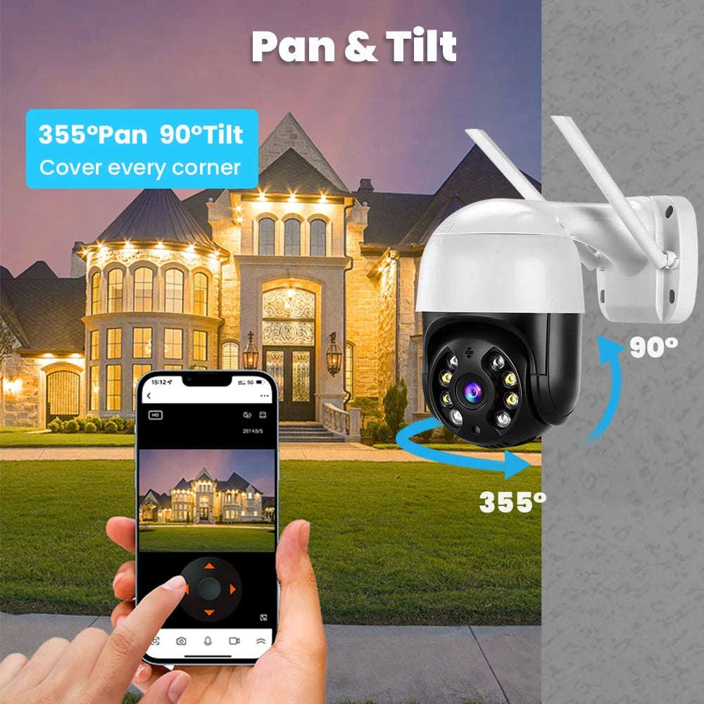 4K 8MP PTZ WiFi IP Camera Outdoor 4X Digital Zoom AI Human Detection-8mp EU Plug with 64g / 4mm