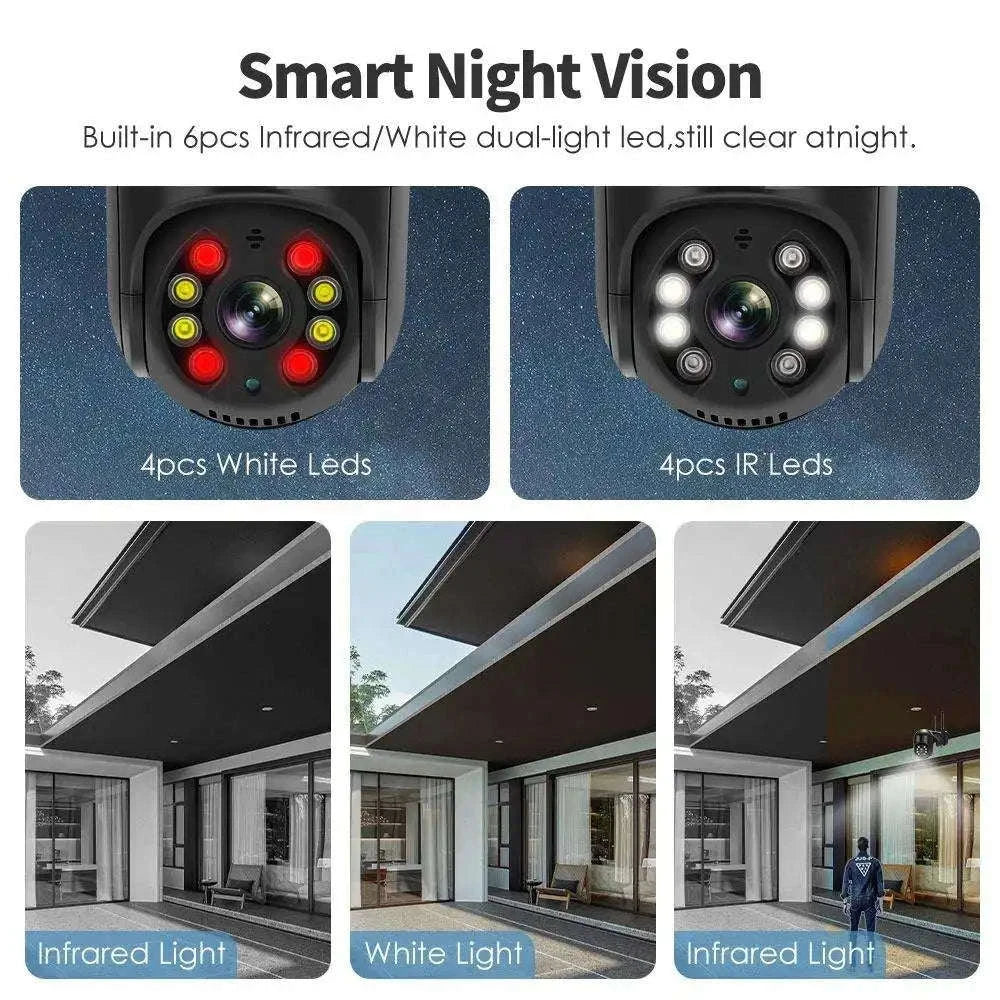 4K 8MP PTZ WiFi IP Camera Outdoor 4X Digital Zoom AI Human Detection-8mp EU Plug with 64g / 4mm