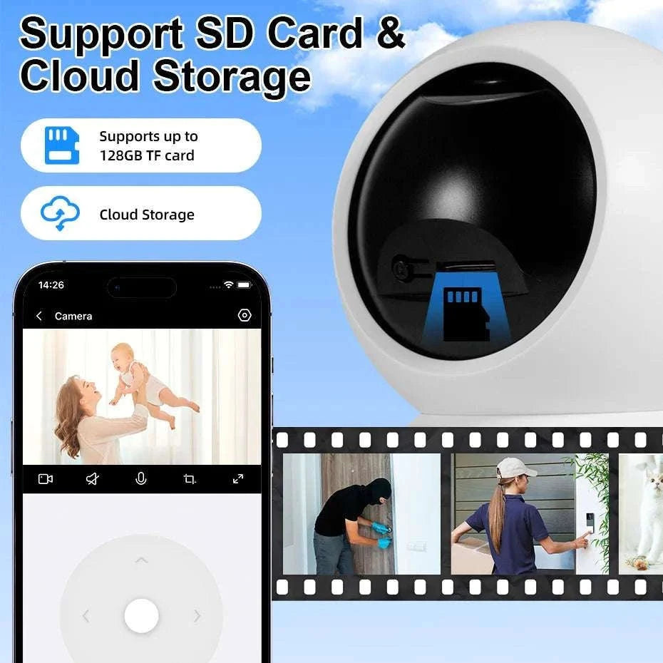 4K 8MP WiFi Indoor Security Camera with Auto Tracking & App Control-5MP camera / UK Plug / China Mainland