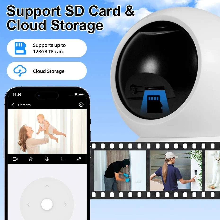 4K 8MP WiFi Indoor Security Camera with Auto Tracking & App Control-5MP camera / UK Plug / China Mainland