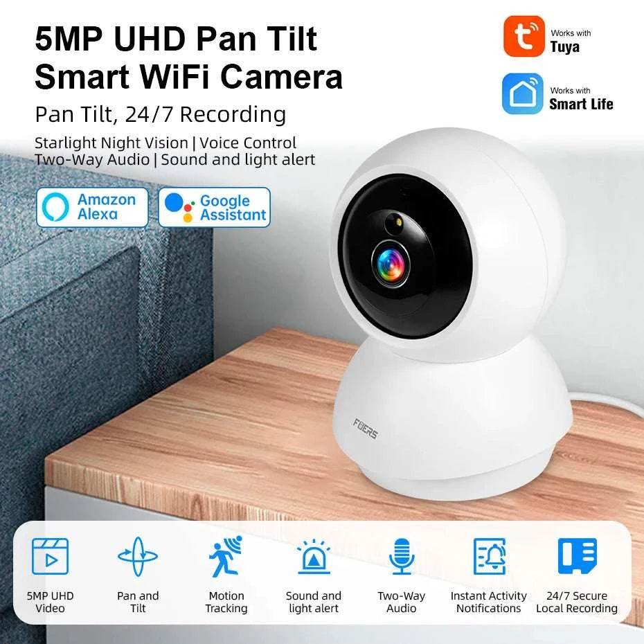 4K 8MP WiFi Indoor Security Camera with Auto Tracking & App Control-5MP camera / UK Plug / China Mainland