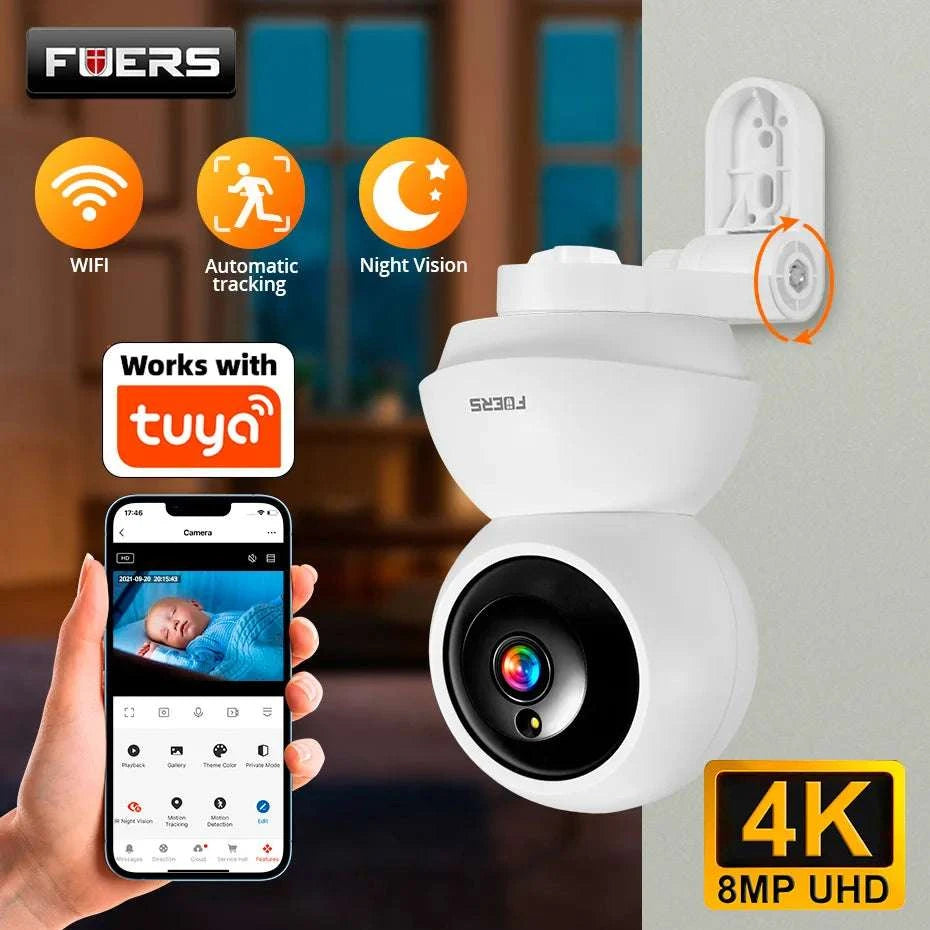 4K 8MP WiFi Indoor Security Camera with Auto Tracking & App Control-5MP camera / UK Plug / China Mainland