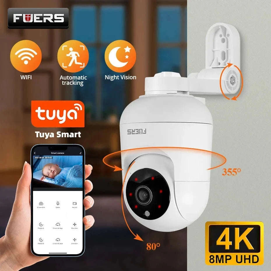 4K 8MP WiFi IP Camera with Smart Tracking and Night Vision-8MP camera / US Plug