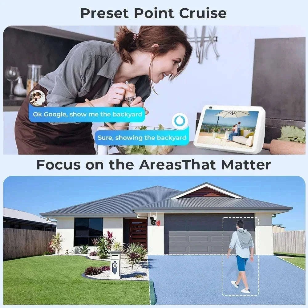 4K 8MP WiFi Security Camera with Dual-Lens PTZ Control-4MP NO SD Card / US Plug