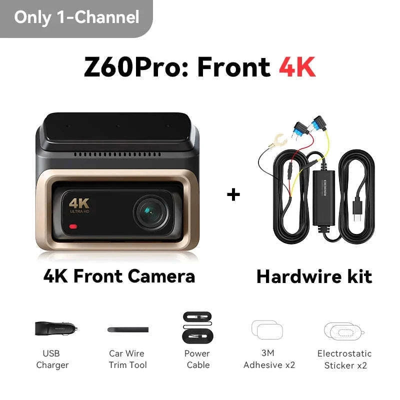 4K Dash Cam Front and Rear Interior Camera with HDR, 5GHz Wi‑Fi, GPS, ADAS, 4G Support-2-Channel / Poland / 256G SD Card