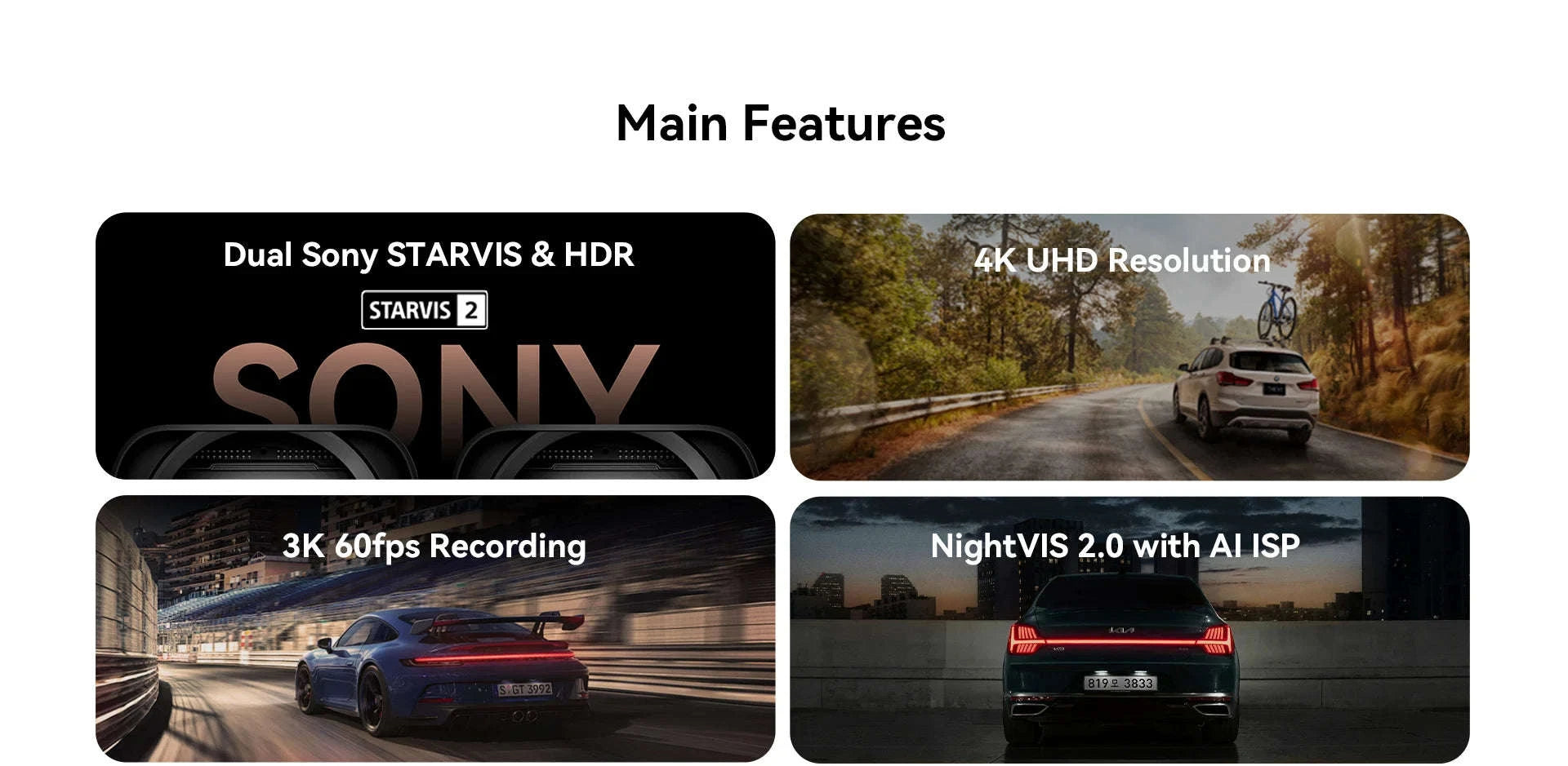 4K Dash Cam Front and Rear Interior Camera with HDR, 5GHz Wi‑Fi, GPS, ADAS, 4G Support-2-Channel / Poland / 256G SD Card