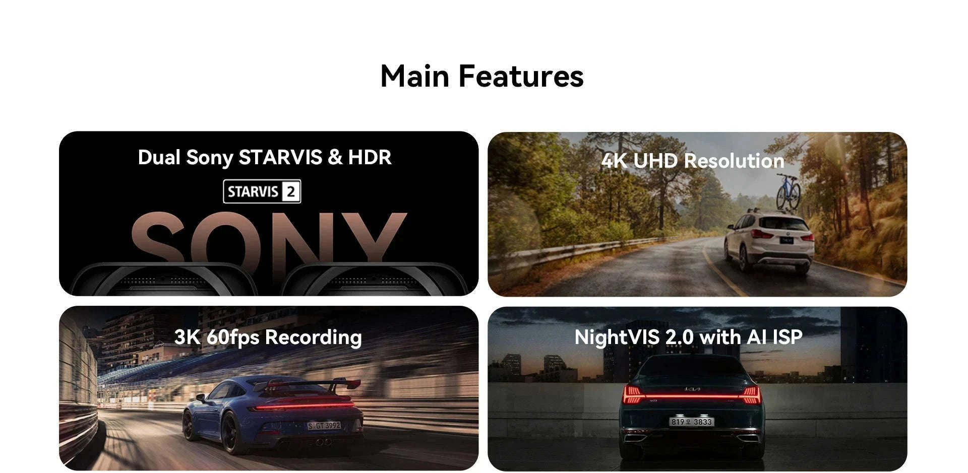4K Dash Cam Front and Rear Interior Camera with HDR, 5GHz Wi‑Fi, GPS, ADAS, 4G Support-2-Channel / Poland / 256G SD Card