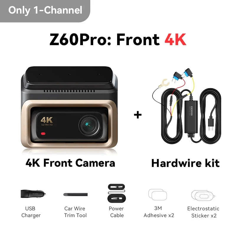 4K Dash Cam Front and Rear Interior Camera with HDR, 5GHz Wi‑Fi, GPS, ADAS, 4G Support-2-Channel / Poland / 256G SD Card