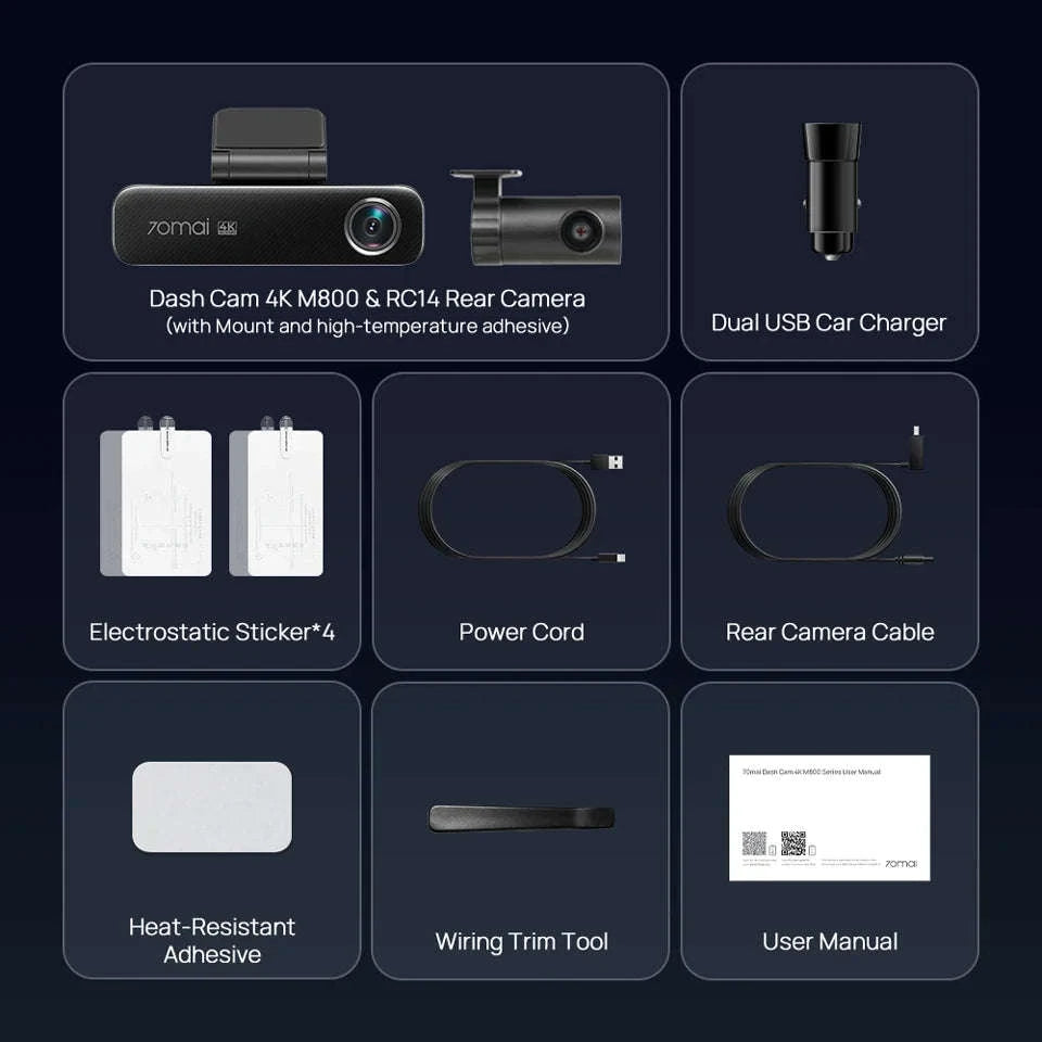 4K Dash Cam with 128GB Storage, GPS, ADAS & 24H Parking Guard-M800 Front / Poland / eMMC Built-in 128GB