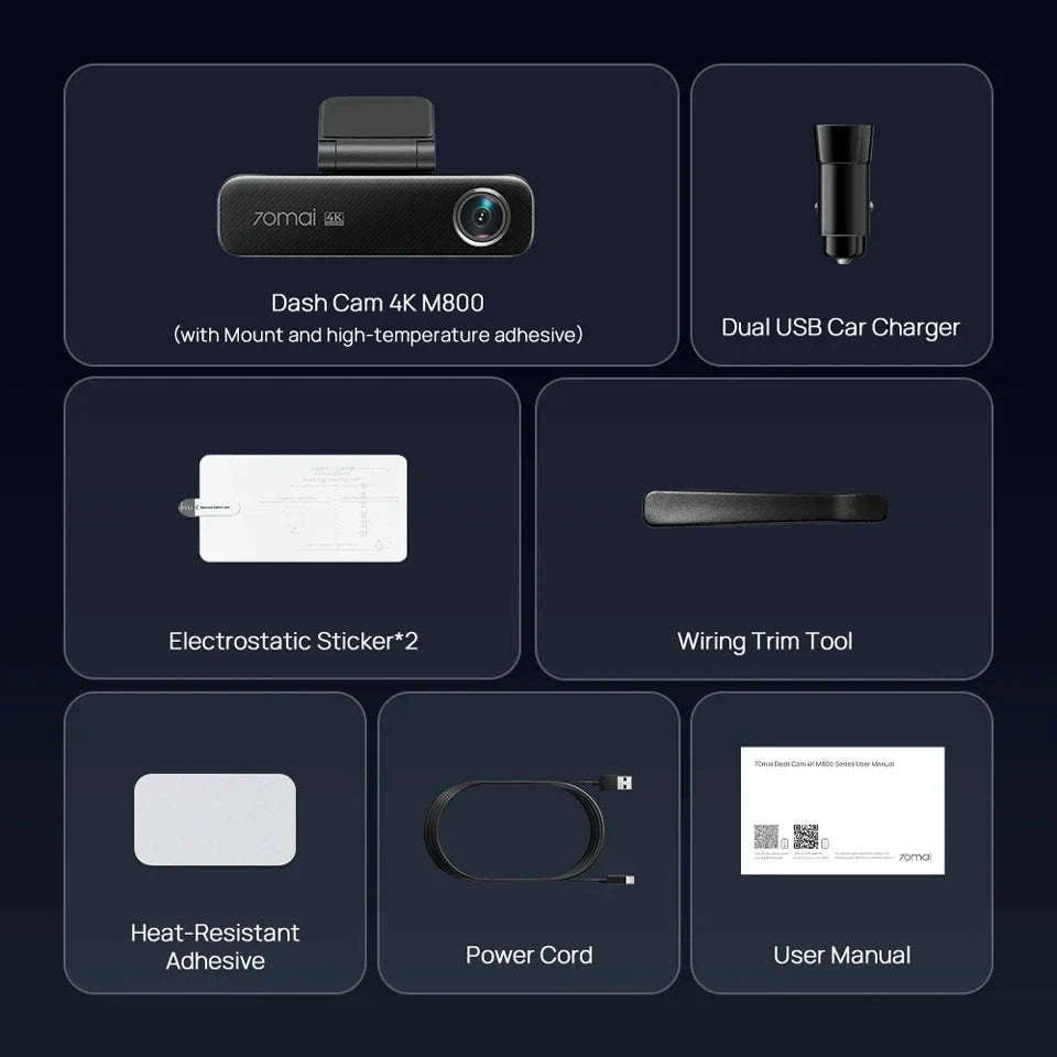 4K Dash Cam with 128GB Storage, GPS, ADAS & 24H Parking Guard-M800 Front / Poland / eMMC Built-in 128GB