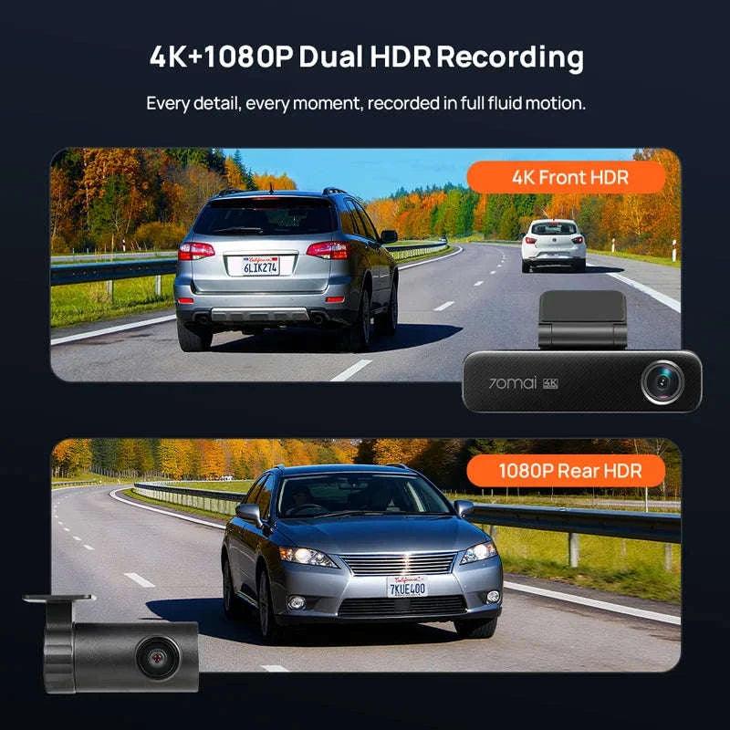 4K Dash Cam with 128GB Storage, GPS, ADAS & 24H Parking Guard-M800 Front / Poland / eMMC Built-in 128GB