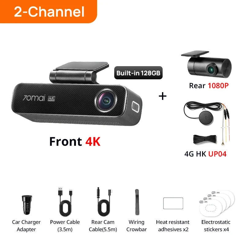 4K Dash Cam with 128GB Storage, GPS, ADAS & 24H Parking Guard-M800 Front / Poland / eMMC Built-in 128GB