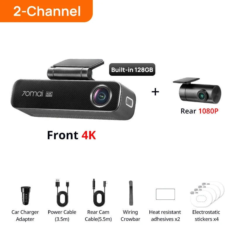4K Dash Cam with 128GB Storage, GPS, ADAS & 24H Parking Guard-M800 Front / Poland / eMMC Built-in 128GB