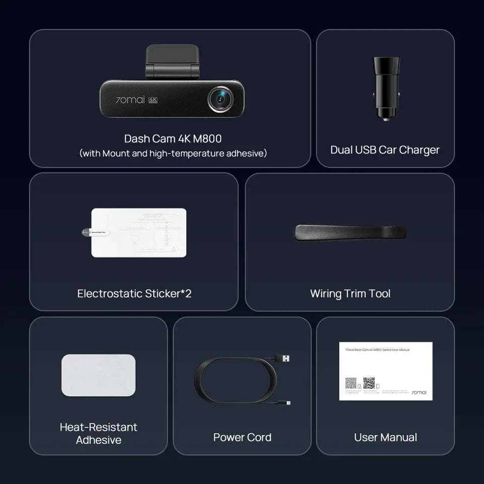 4K Dash Cam with 128GB Storage, GPS, ADAS & 24H Parking Guard-M800 Front / Poland / eMMC Built-in 128GB