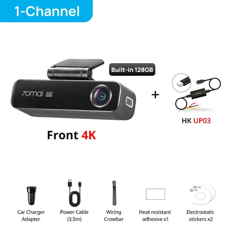 4K Dash Cam with 128GB Storage, GPS, ADAS & 24H Parking Guard-M800 Front / Poland / eMMC Built-in 128GB