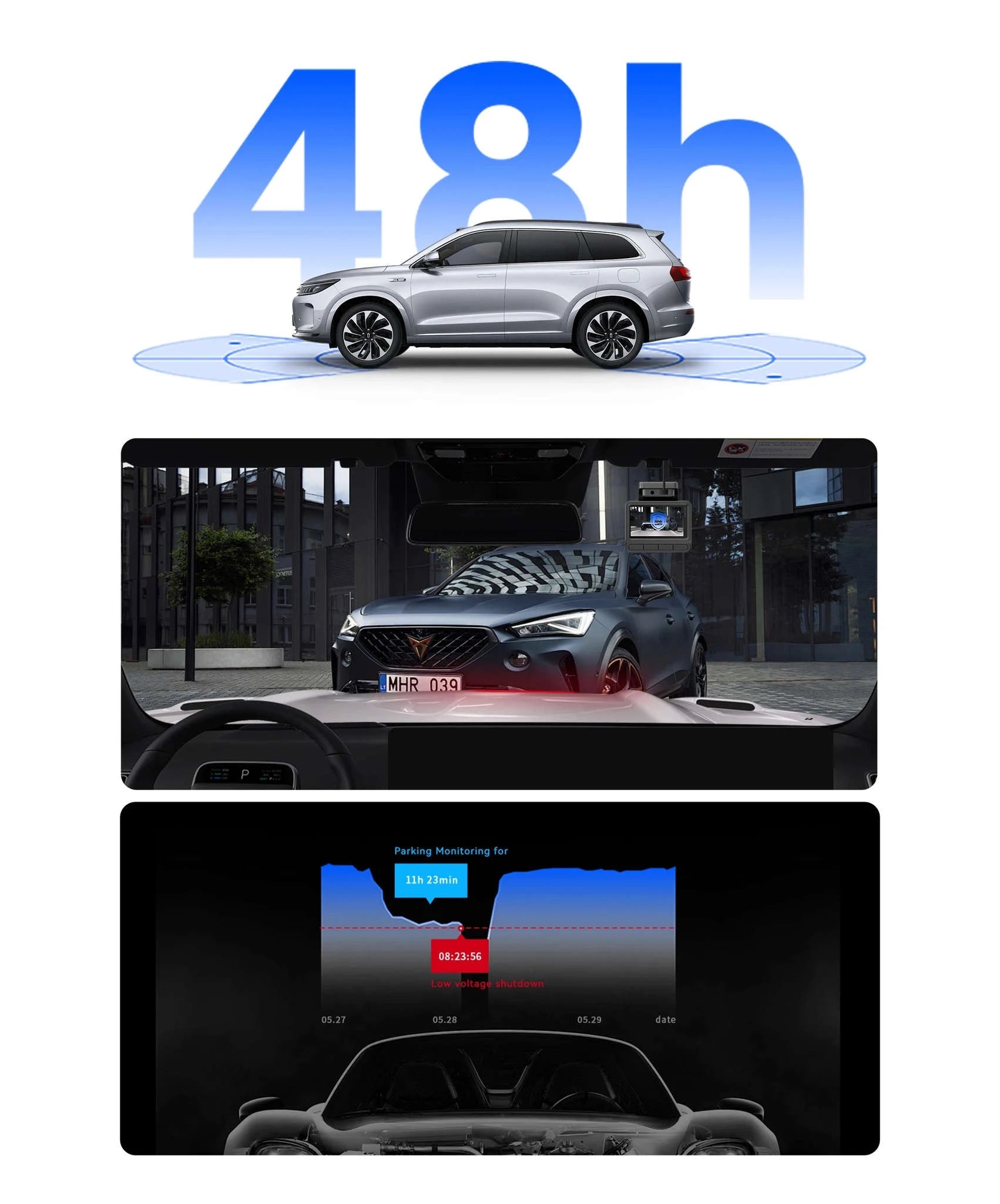 4K Dash Cam with Front and Rear Camera, GPS, Night Vision, 5GHz Wi-Fi and 24H Parking Support-Front n Rear 4G n Hw / United States / NO SD Card