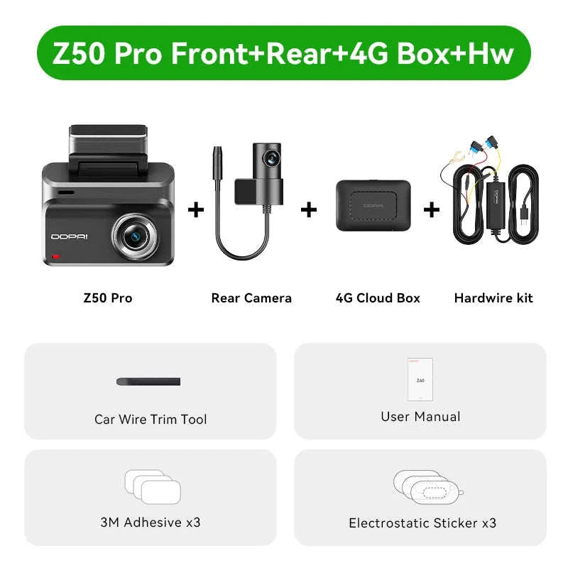 4K Dash Cam with Front and Rear Camera, GPS, Night Vision, 5GHz Wi-Fi and 24H Parking Support-Front n Rear 4G n Hw / United States / NO SD Card