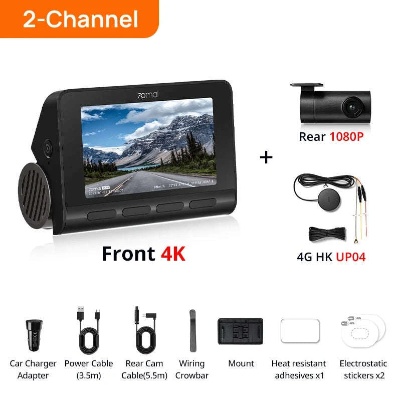 4K Dash Cam with GPS, ADAS, 24H Parking Surveillance and 4G LTE Support-2-Channel n UP04 / Saudi Arabia / No TF Card