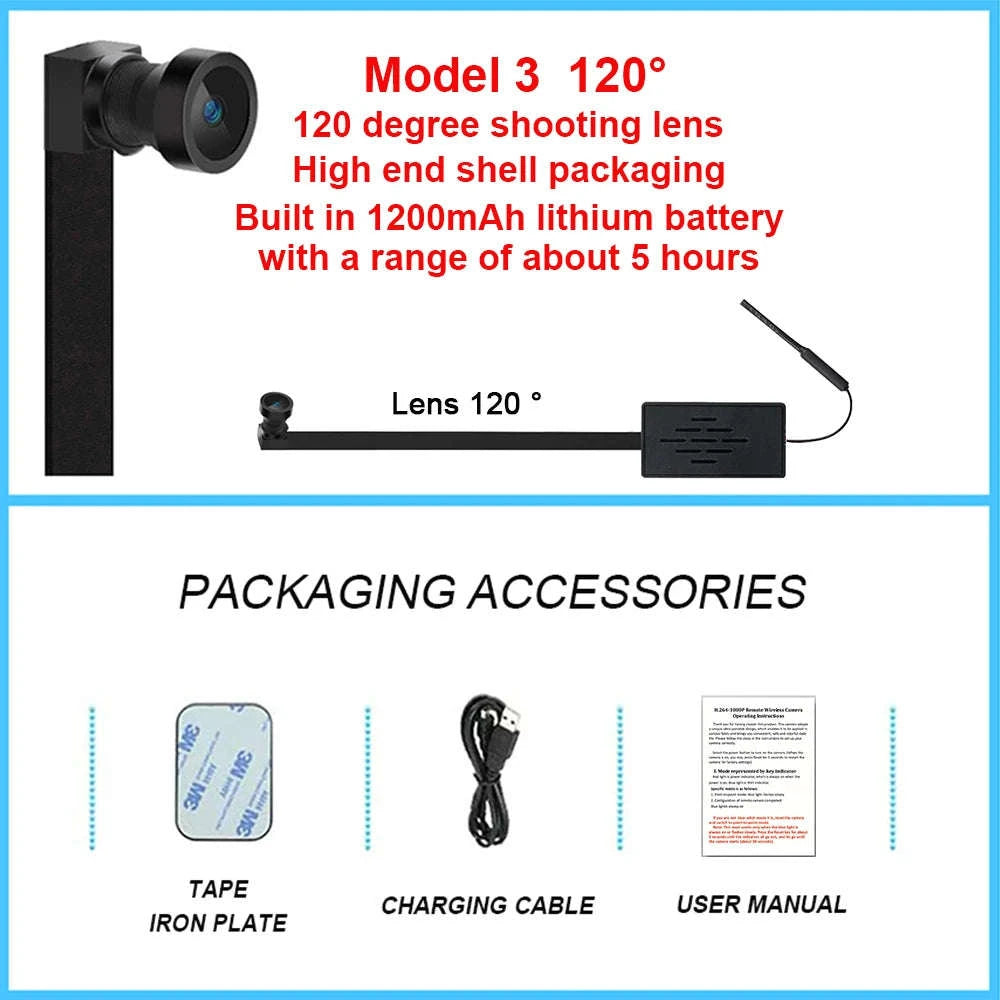 4K DIY Wireless WiFi Mini Camera for Remote Viewing-Model 2 90 degrees