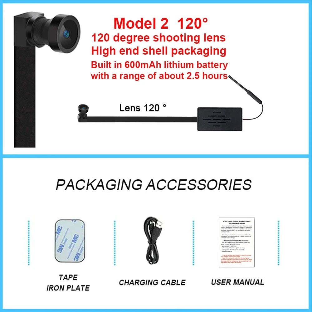 4K DIY Wireless WiFi Mini Camera for Remote Viewing-Model 2 90 degrees