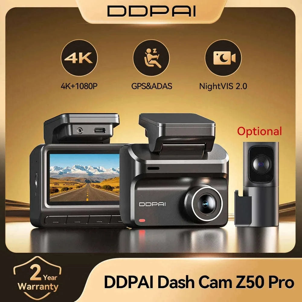 4K Dual-Channel Dash Cam with GPS, ADAS and Wi-Fi 6-Z50 Pro Front n Rear / No SD Card