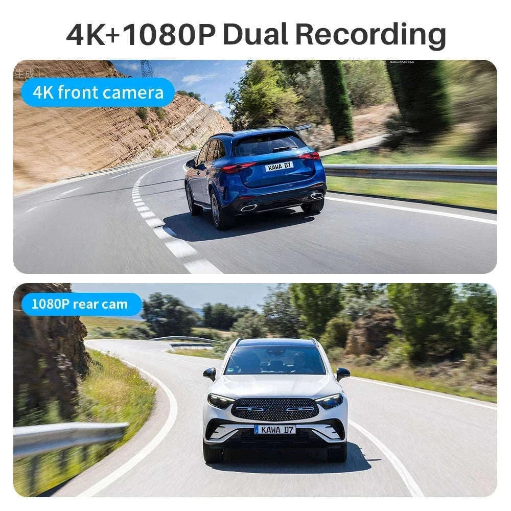 4K Dual Dash Cam with Front & Rear Camera, GPS, WiFi 6 and Voice Control-Front n Rear nTFcard / 64G
