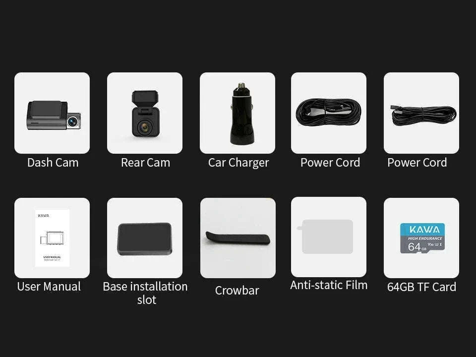 4K Dual Dash Cam with Front & Rear Camera, GPS, WiFi 6 and Voice Control-Front n Rear nTFcard / 64G