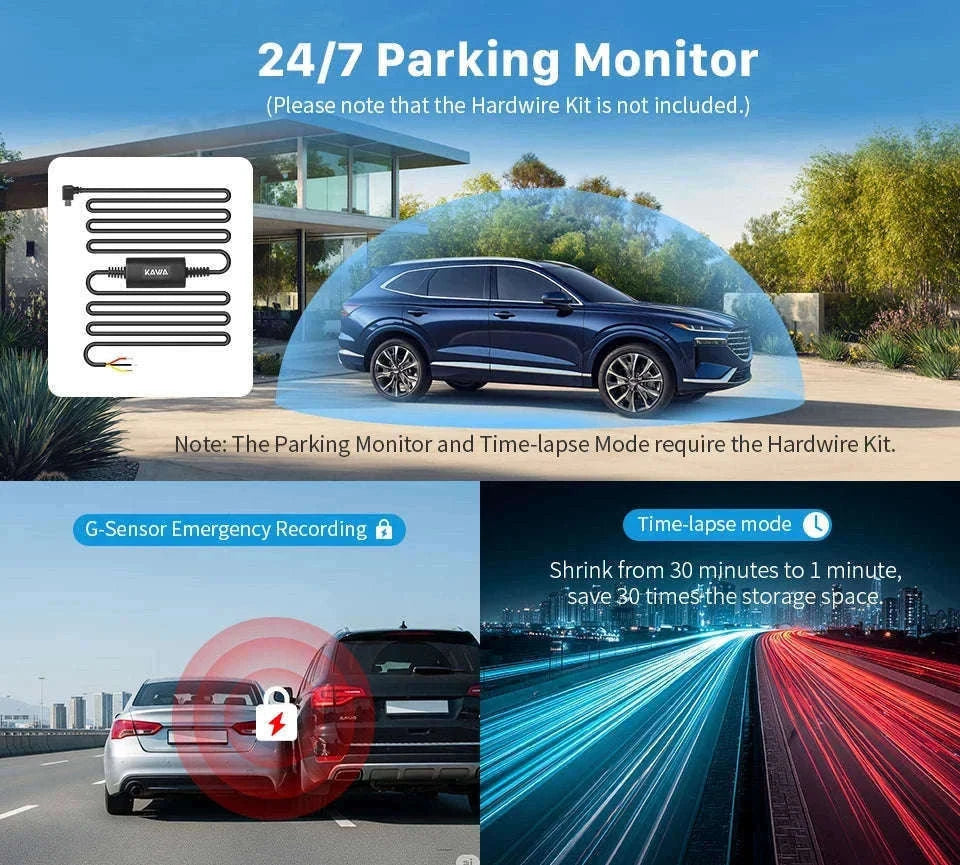 4K Dual Dash Cam with Front & Rear Camera, GPS, WiFi 6 and Voice Control-Front n Rear nTFcard / 64G