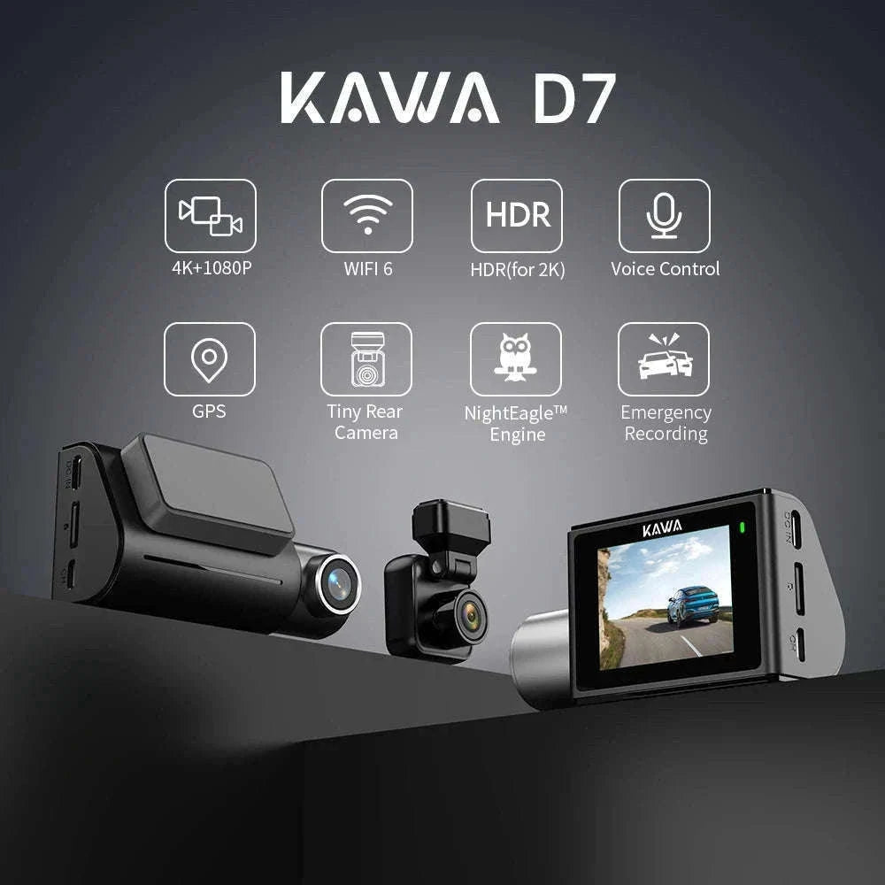 4K Dual Dash Cam with Front & Rear Camera, GPS, WiFi 6 and Voice Control-Front n Rear nTFcard / 64G