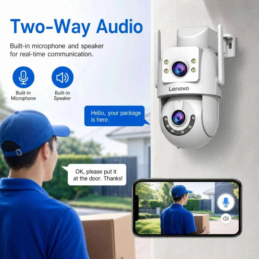 4K Dual Lens Outdoor WiFi Camera with Two-Way Talk, IP66 Waterproof, AI Tracking, Night Vision-4MP / EU Plug / China Mainland