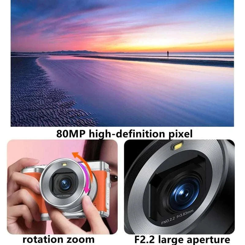 4K Dual Lens Vlogging Camera with Flip Screen & 18X Zoom-Standard / No TF Card