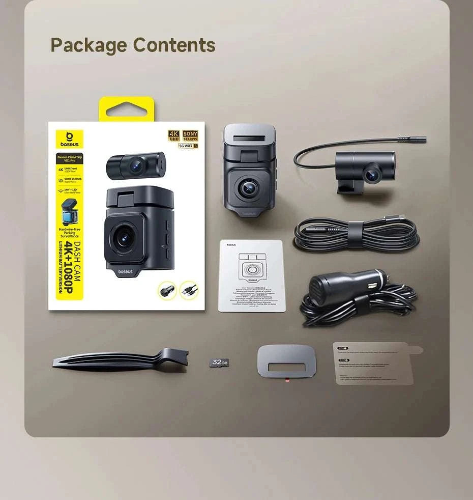 4K Front & 1080P Rear Dash Cam with WiFi6, GPS & Night Vision-Front n Rear / 32G / United States