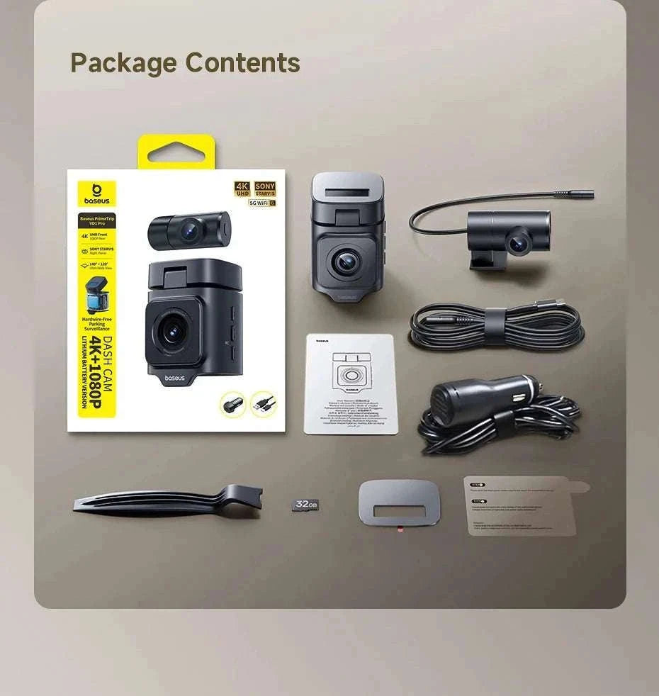 4K Front & 1080P Rear Dash Cam with WiFi6, GPS & Night Vision-Front n Rear / 32G / United States